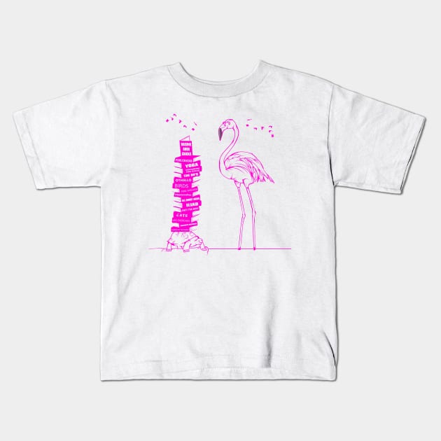 Flamingo Book Lover Kids T-Shirt by mailboxdisco